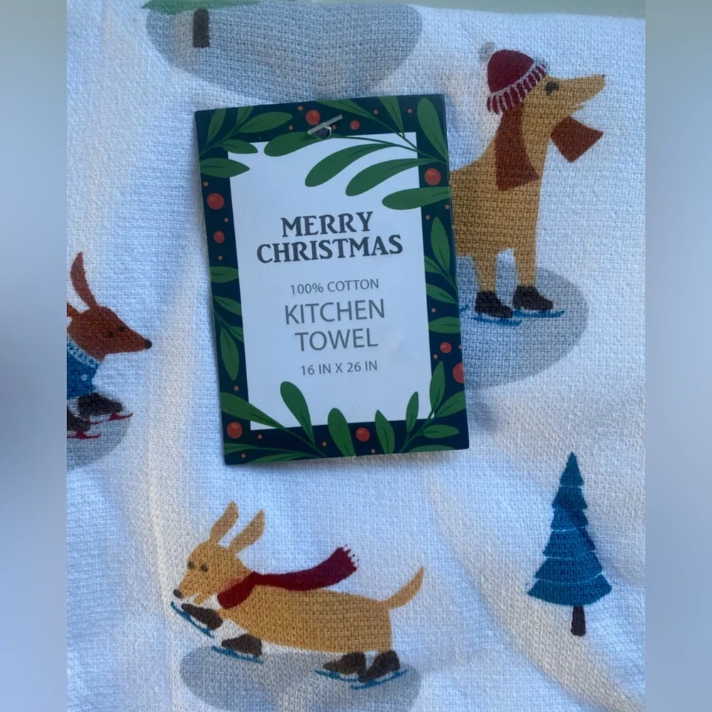 Happy Howlidays dogs Kitchen towel winter holidays